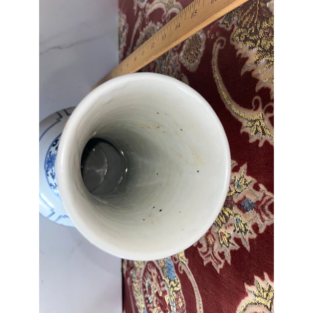 Large Heavy Chinese Vintage Porcelain Vase Blue & White For Sale - Image 9 of 9