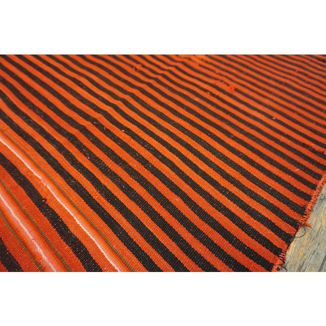 1920s Red Background Stripe Black and Ivory Desing Antique Navajo Rio Grande Rug For Sale In New York - Image 6 of 17