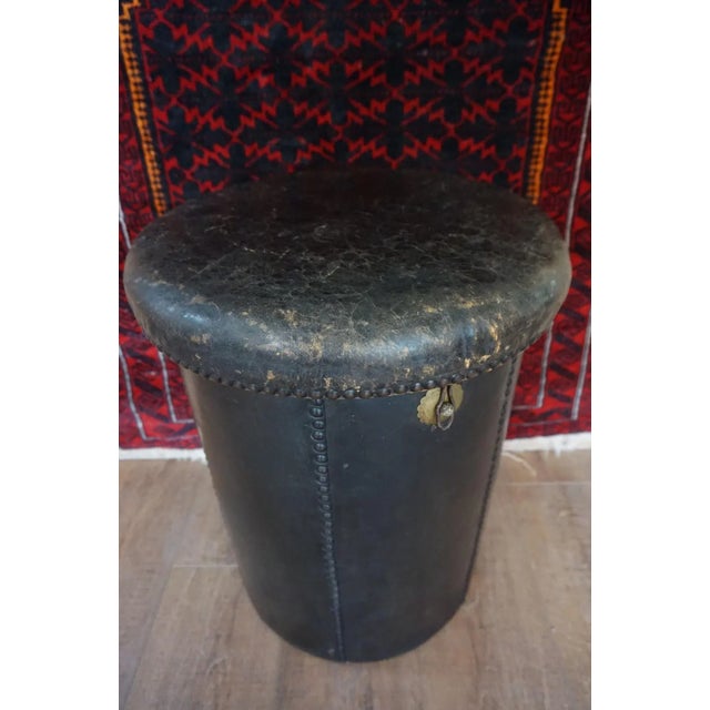 Antique Leather Ottoman For Sale - Image 12 of 15