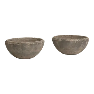 Mid Century Concrete Cast Stone Planters - a Pair