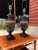 The Marbro Lamp Company Pair of Black Glazed Porcelain & Bronze Urn Table Lamps From Marbro For Sale - Image 4 of 13