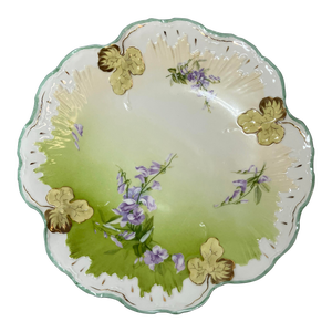 Antique Brc Voltaire Germany (Rosenthal) Green Floral Scalloped Master Bowl