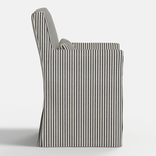 Slipcover for Stoffer Home x Cloth & Company for Lindy Slipcover Dining Armchair in Jane Stripe Carbon For Sale In Chicago - Image 6 of 8