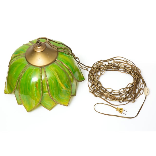Vintage Boho Lotus Swag Lamp For Sale - Image 4 of 6
