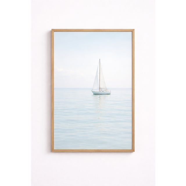 Paper Minimalist Sailboat Seascape, Coastal Fine Art Print, 24″ × 36″ For Sale - Image 7 of 7