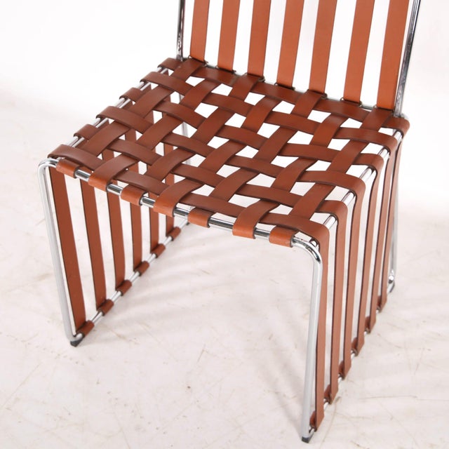 Brown Leather and Chrome Chairs, Set of 6 For Sale - Image 8 of 18