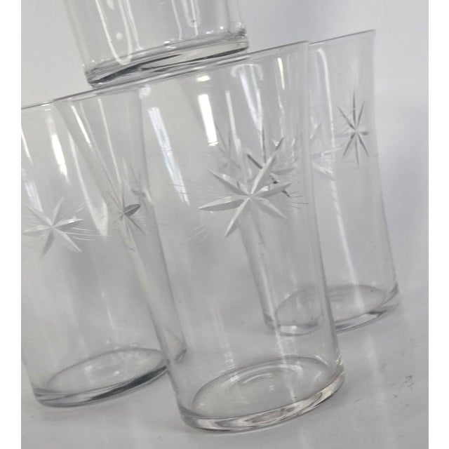 Glass Early 20th Century Carved Starburst Tumblers- Set of Four For Sale - Image 7 of 10