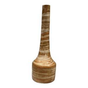 Mid-Century Danish Style Long Neck Striped Pottery Ceramic Vase