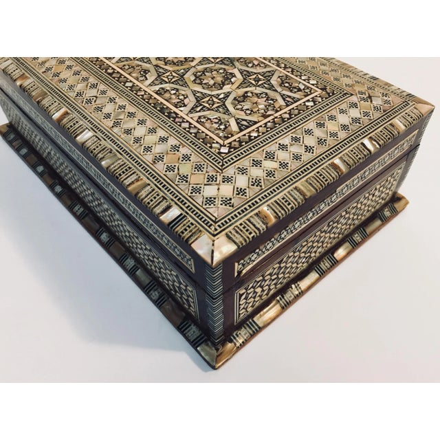 Vintage Middle Eastern Moorish Mosaic Marquetry Inlay Box For Sale - Image 9 of 12