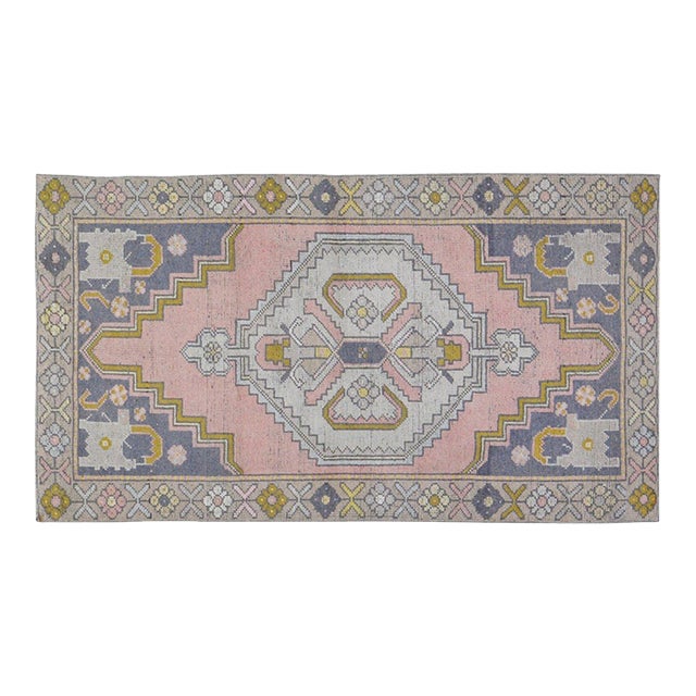 Vintage Turkish Anatolian Hand Knotted Wool Rug, 3'3''x6' For Sale