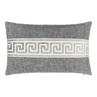 Scalamandre 22" x 14" Greek Key Lumbar Pillow in Stone For Sale