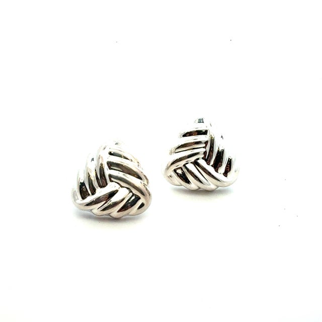 1990s Pair of Tiffany & Co Puffed Omega Back Earrings Non Pierced Sterling Silver Estate For Sale In New York - Image 6 of 6