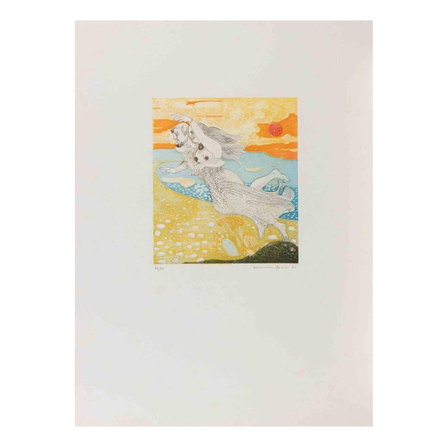 Normanno Soscia, Couple in the Air, Etching, 1980 For Sale