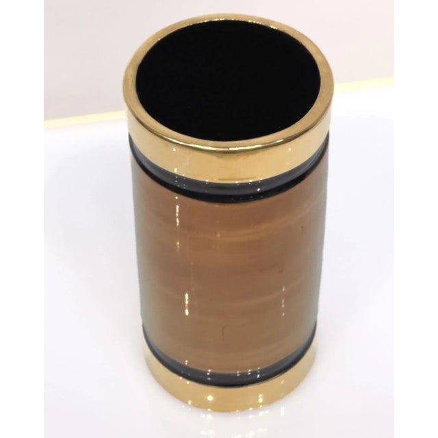 Bitossi Rosenthal-Netter Vase Gold/Black Metallic, Italy. Vase is labeled Italy on bottom. Measurements 8" tall, 4.25"...