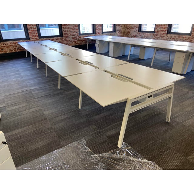 Steelcase turnstone bivi desk set up for 12 person with outlets for cables comes apart for easy installation, main desk...