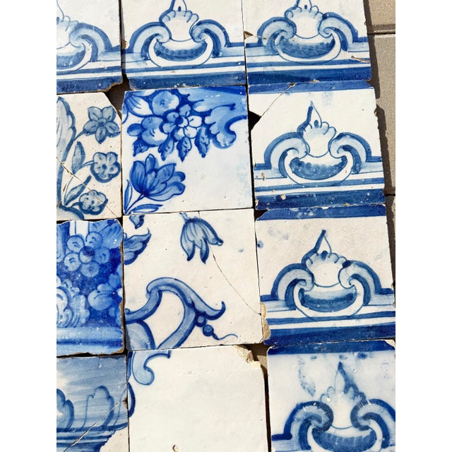 18th Century Portuguese Baroque Blue & White Flower Vase Tile Panel For Sale - Image 10 of 16