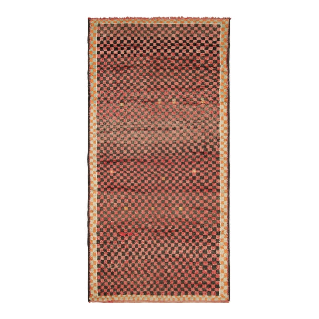 Vintage Moroccan Runner Rug, Red & Black With Geometric Patterns - Rug & Kilim For Sale