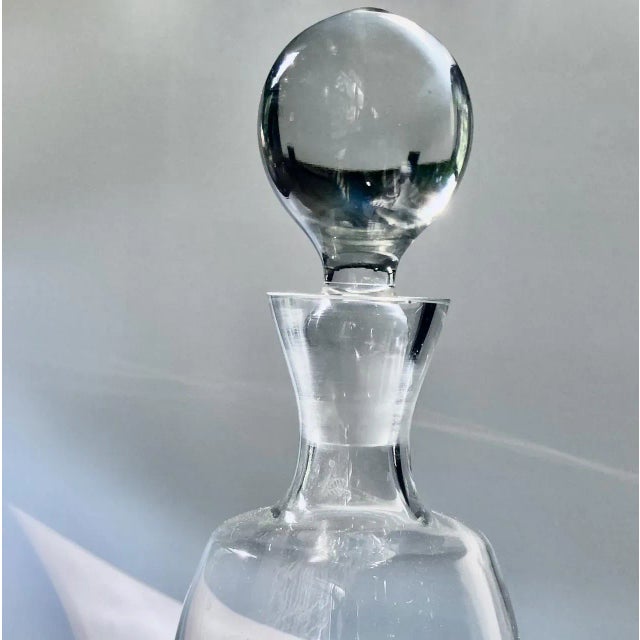 Mid 20th Century Krosno Clear Crystal Decanter With Ball Stopper For Sale - Image 4 of 13
