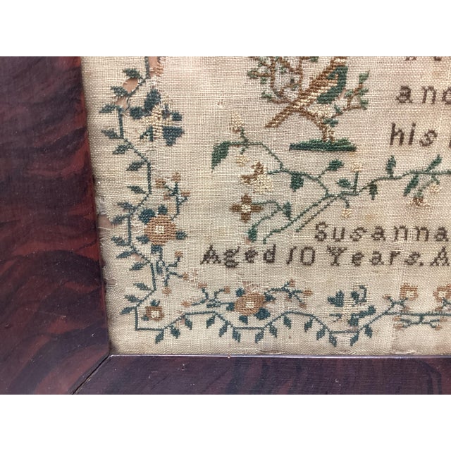 American 19th Century Needlework Sampler Dated 1839 Signed Susanna Rolfe in Period Frame For Sale - Image 3 of 9
