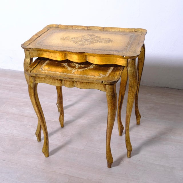 Neo-Classical Florentine Nesting Tables, Italy, 1960s, Set of 2 For Sale - Image 12 of 17