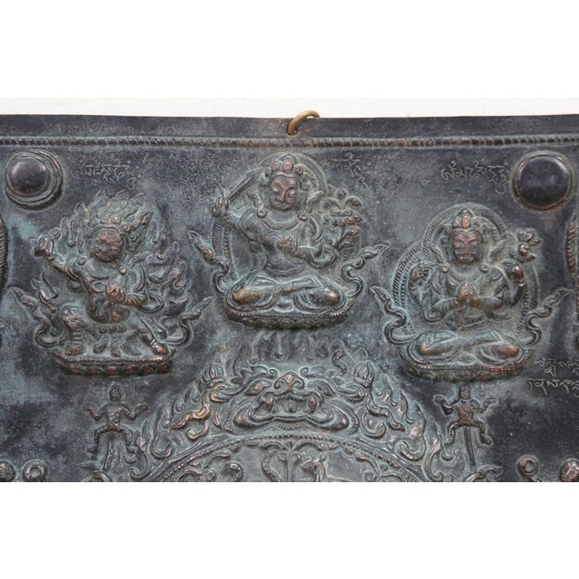 Late 20th Century Rare Antique Tibetan Copper Repousse Astrological Calendar Mandala Buddha Spirit For Sale - Image 5 of 13