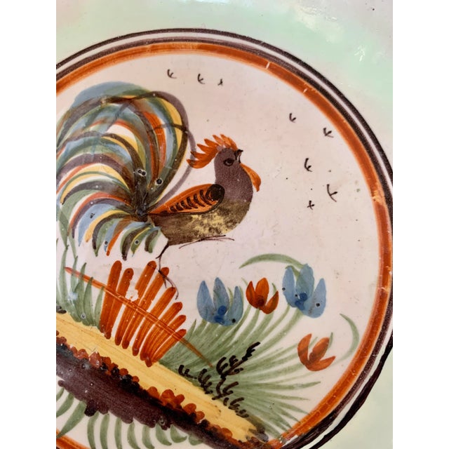 Antique French Hand Painted Pottery Milk Bowl With Rooster Motif For Sale In San Antonio - Image 6 of 12