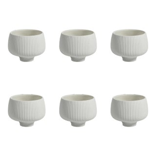 Acerra 3.5" Ridged Condiment Porcelain Bowls - White, Set of 6 For Sale