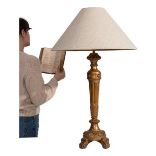 19th Century France Gold Carved Giltwood Floor Lamp For Sale