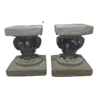 Pair of Early 20th Century Imported From France Ornamental Concrete Pedestals For Sale