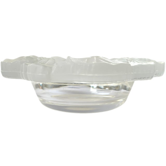 Glass 1980s Frosted Crystal Floral Wine or Champagne Bottle Coaster, Lalique Attributed Honfleur Geranium Pattern France – Sold Individually For Sale - Image 7 of 10