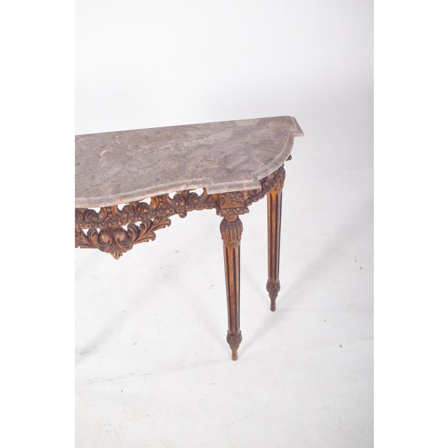 Portuguese Gilded Carving Side Table with Marble Top For Sale - Image 9 of 13