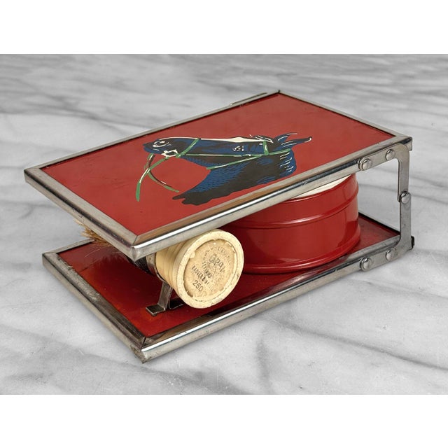 Vintage Traditional Equestrian Horse Travel Shaving Kit Mirror W/ Brush For Sale - Image 6 of 9