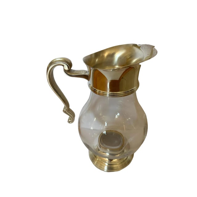 Metal Vintage Christofle Crystal and Silverplate Water Pitcher With Box For Sale - Image 7 of 9