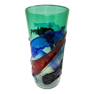 Fratelli Toso Vintage Murano Glass Vase For Sale