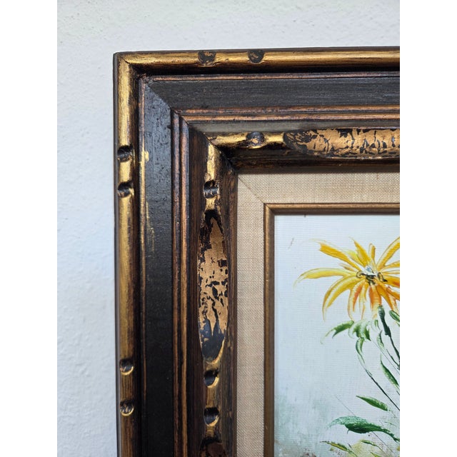 Vintage Impressionist Impasto Floral Oil Painting W/ Gilt Frame For Sale - Image 4 of 10