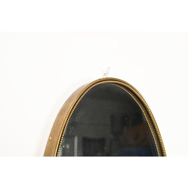 Metal Vintage Oval Mirror in Brass by Gio Ponti, Italy, 1950s For Sale - Image 7 of 10