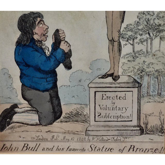 William HollandAn early 19th C. satirical etching of John Bull kneeling before William Pitt, 1802 For Sale - Image 4 of 7