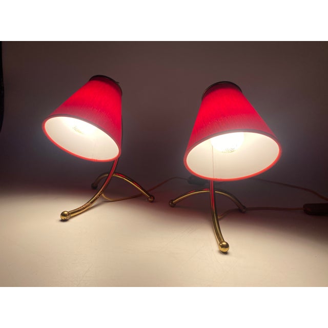 Metal Vintage Table Lamps with Organically Shaped Brass Bases, 1950s, Set of 2 For Sale - Image 7 of 17