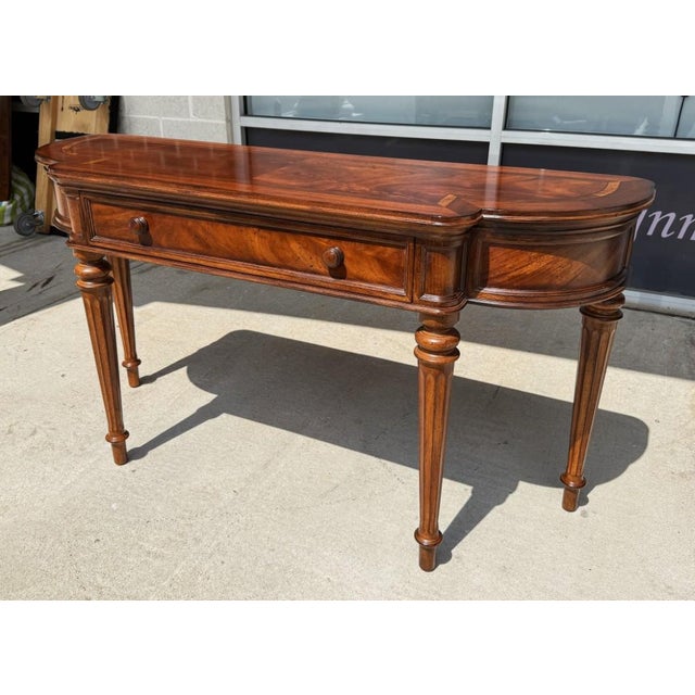 Banded Top Foyer Table With One Drawer and Fluted Legs For Sale - Image 4 of 11