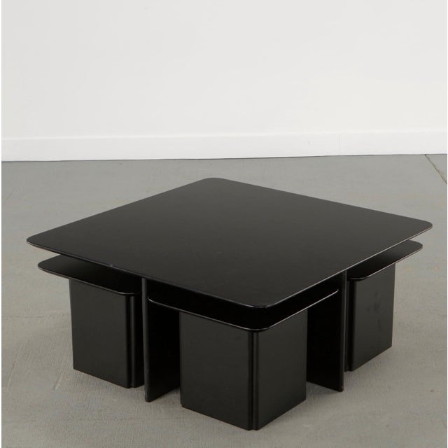 Late 20th Century Italian Nesting Coffee Cocktail Table Set Black Lacquer For Sale - Image 14 of 18