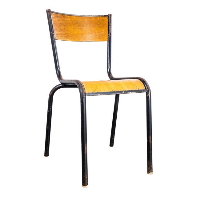 French Stacking 510 Dining Chair with Black Frame from Mullca, 1960s For Sale