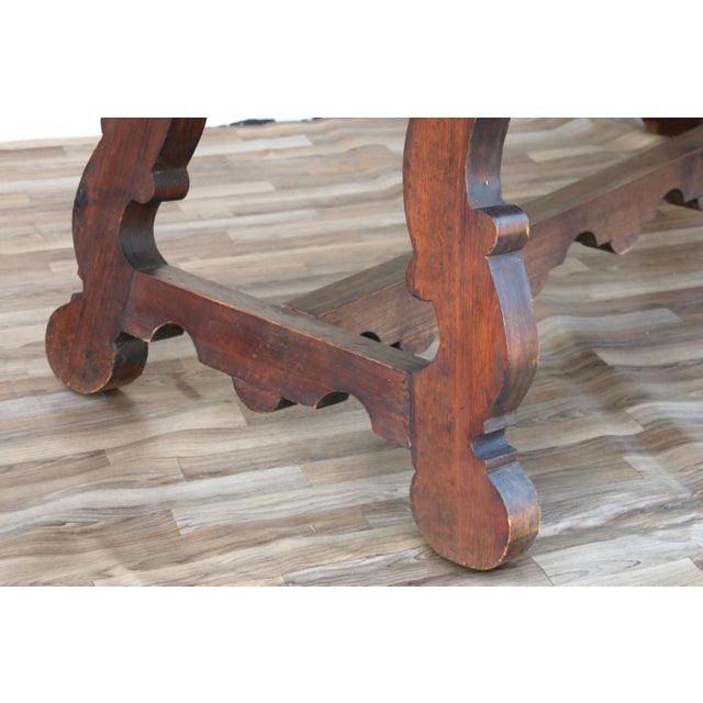 Antique Spanish Revival Solid Wood Trestle Dining Table, Mid 20th Century For Sale - Image 12 of 18