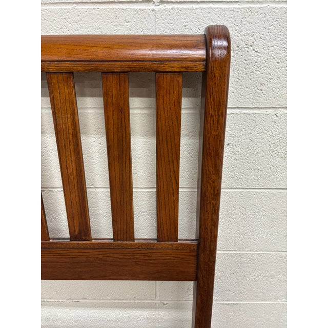 Late 20th Century Vintage King Size Mission Style Arts and Crafts Syle Oak Slatted Headboard For Sale - Image 5 of 7