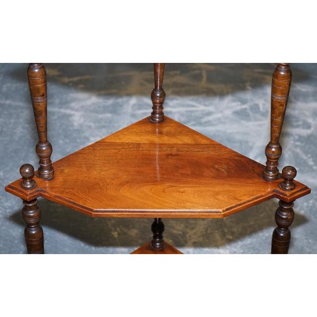 Victorian English Inlaid Burr Walnut Corner Whatnot Stand For Sale - Image 6 of 12