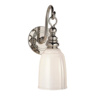 Chapman & Myers for Visual Comfort Signature Boston Loop Arm Sconce in Chrome with White Glass For Sale