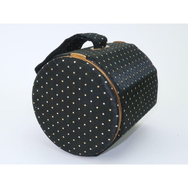 Mid-Century Modern Lin Bren Compact Barrel Shaped Black & Metallic Handbag, 1940's For Sale - Image 3 of 12