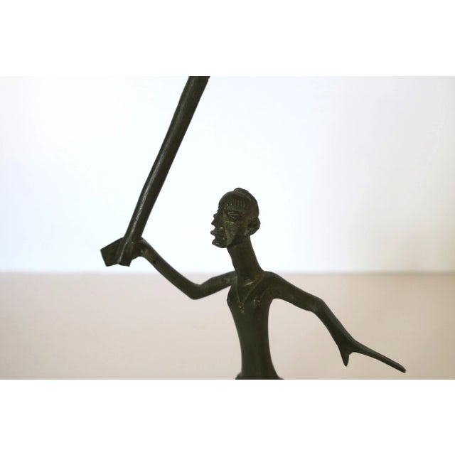 Brown Tribal Sculpture Male Warrior Figure in the Style of Hagenauer For Sale - Image 8 of 10