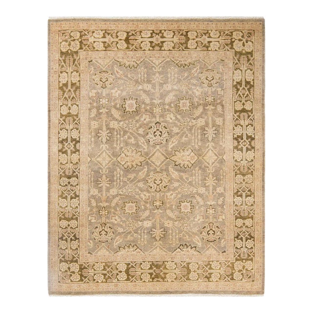 Vintage Traditional Hand Knotted Wool Area Rug, Gray - 6'0" X 7'7" For Sale