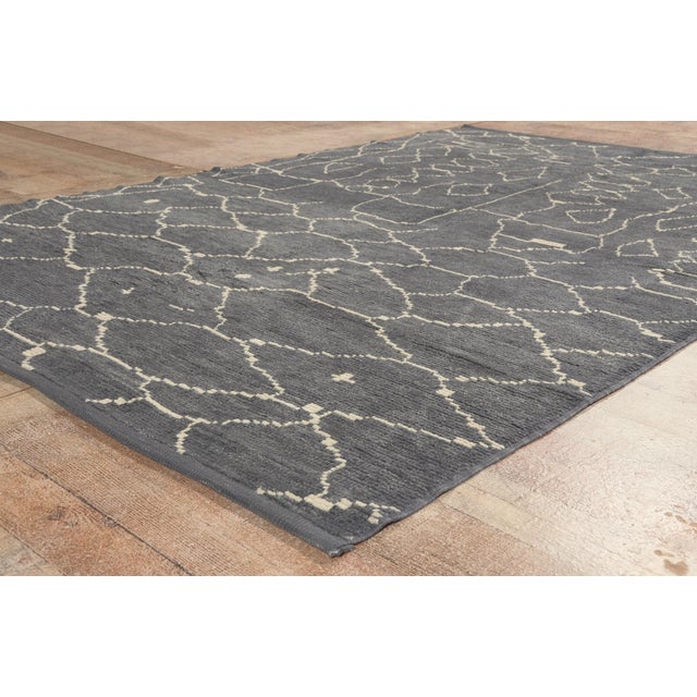 Gray Contemporary Turkish Moroccan Rug, 06'04 X 09'04 For Sale - Image 8 of 10