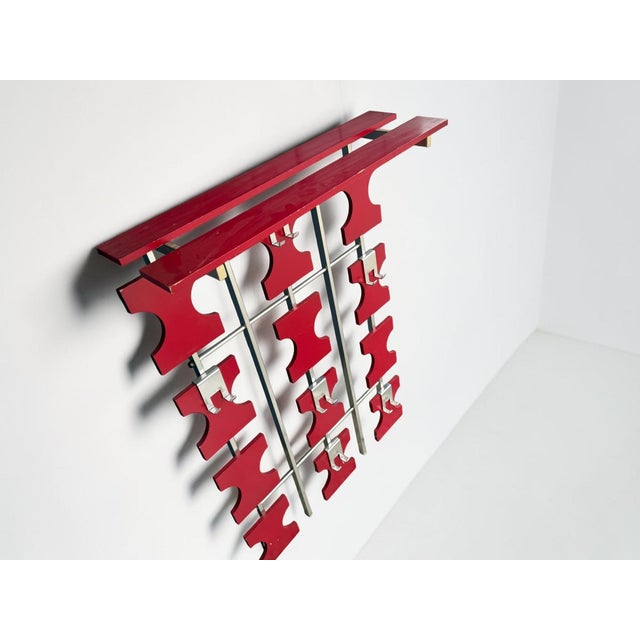 Vintage Space Age Wall Coat Rack in Red with Hat Shelf, 1960s For Sale - Image 18 of 18